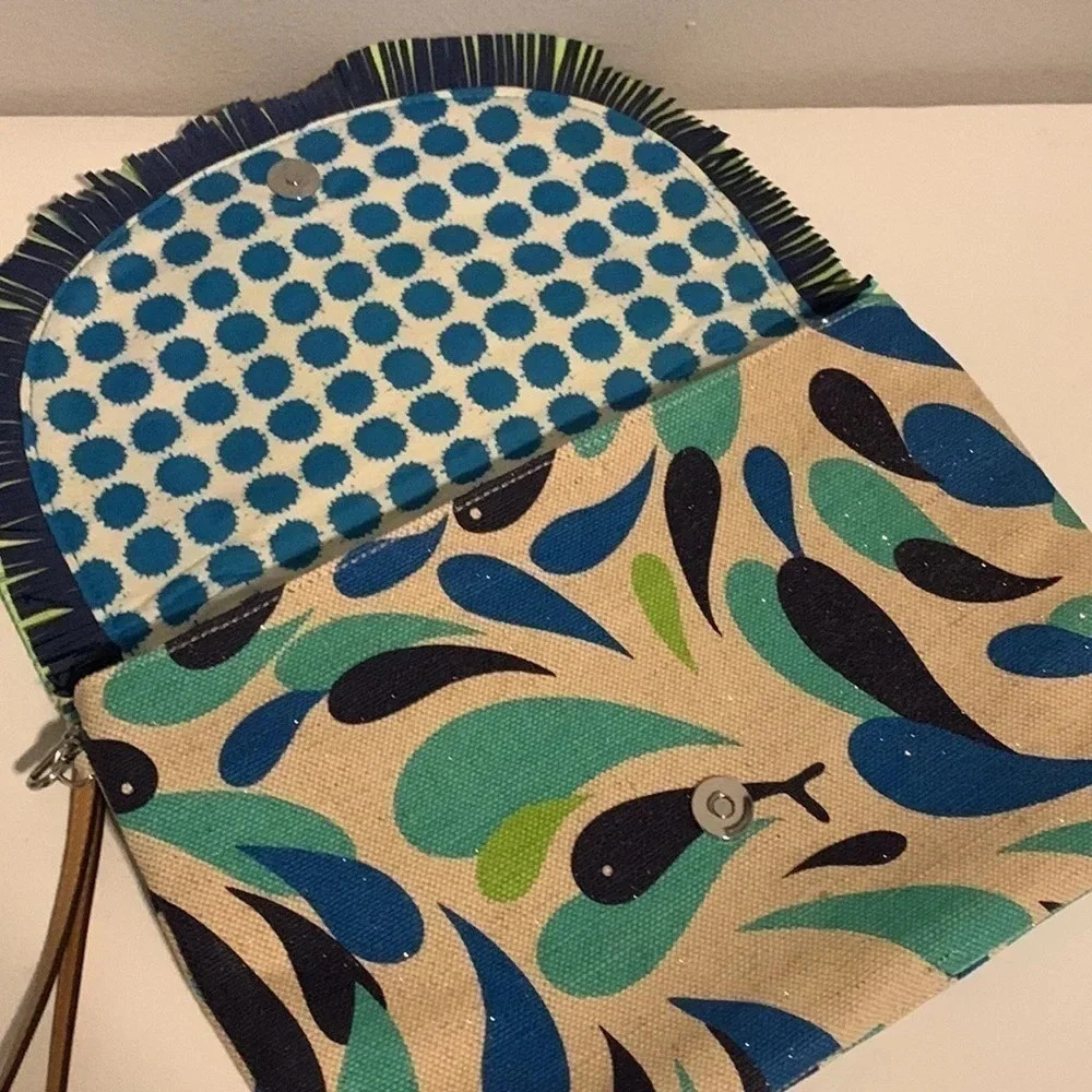 Vera Bradley Boho Fringe Clutch Wristlet Colorful Abstract Print Statement Bag - Picture 9 of 13